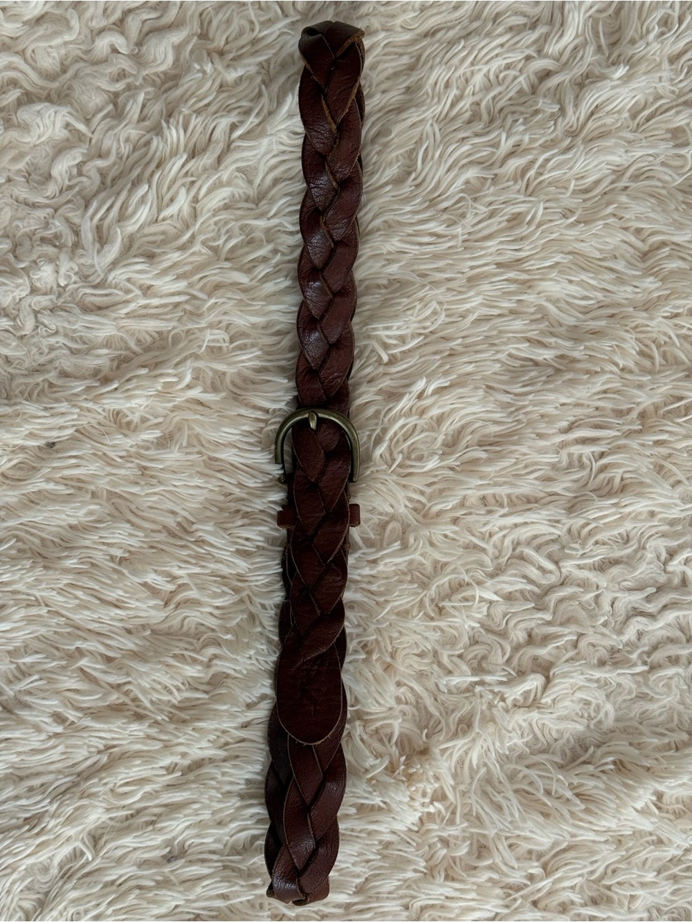 Hollister Brown Genuine Leather Braided Woven Belt Boho Western Size M/L